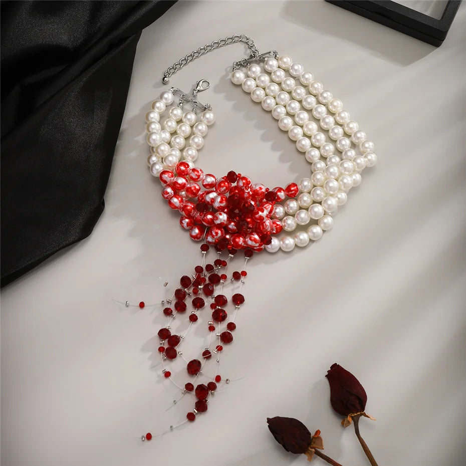 Gothic Pearl Tassel Necklace